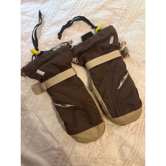 Burton Gore Tex Women's Brown & Cream Snowboarding Mittens, Medium - Picture 1 of 6